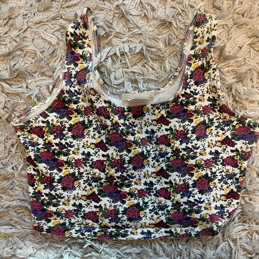 Vintage 1980s LA Sport Spandex Floral Crop Top Bralette